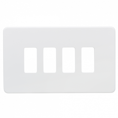 Knightsbridge Screwless 4G grid faceplate - matt white - (GDSF004MW)