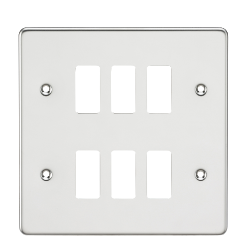Knightsbridge Flat plate 6G grid faceplate - polished chrome (GDFP006PC)