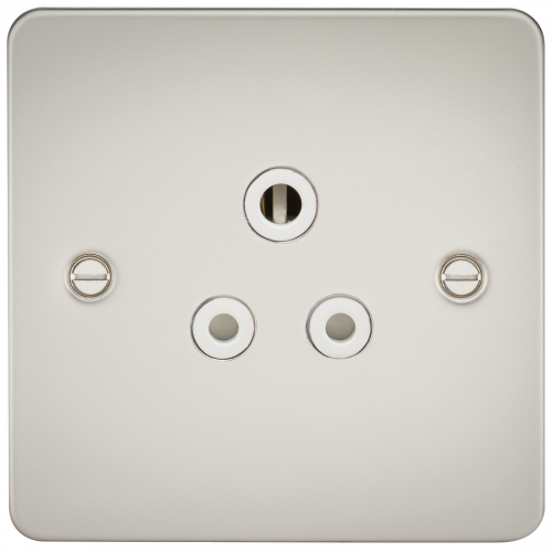 Knightsbridge Flat Plate 5A unswitched socket - pearl with white insert (FP5APLW)