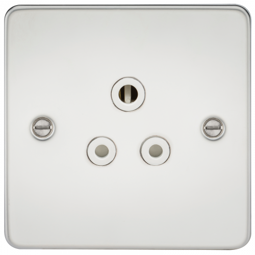 Knightsbridge Flat Plate 5A unswitched socket - polished chrome with white insert (FP5APCW)