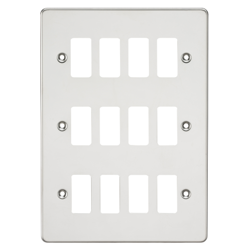 Knightsbridge Flat plate 12G grid faceplate - polished chrome - (GDFP012PC)
