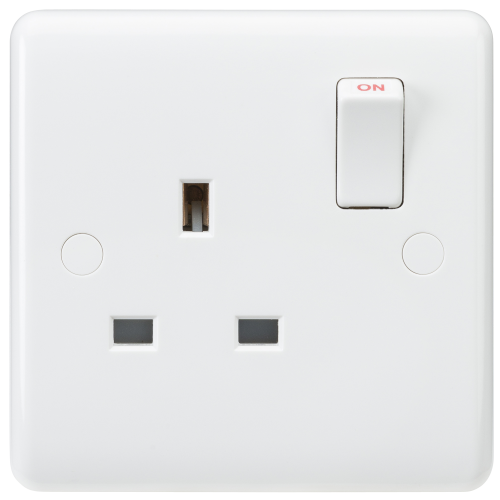 Knightsbridge Curved Edge 13A 1G SP Switched Socket - (CU7000S)