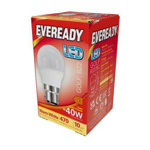 Energizer 4.9W LED Golfball BC Warm White 3000K (S13602 )