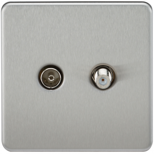 Knightsbridge Screwless TV & SAT TV Outlet (Isolated) - Brushed Chrome (SF0140BC)