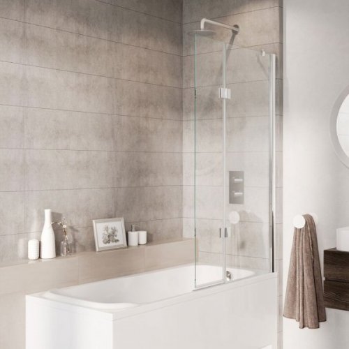 Roman Innov8 Outward Folding Bath Screen Right Hand - Chrome