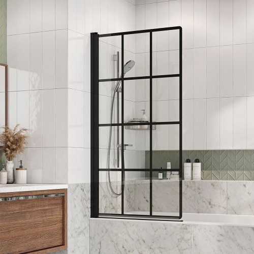 Roman Embrace Black Grid Bath Screen