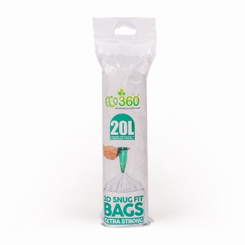 Eco360 Extra Strong Kitchen Drawstring Bin Liners -20L (20 Bags)