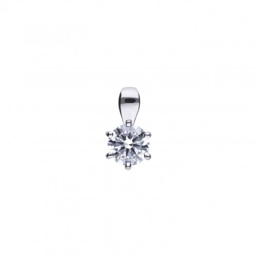 DiamonFire Silver Zirconia 0.25ct Solitaire Claw Set Necklet