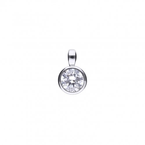 DiamonFire Silver Zirconia 0.75ct Solitaire Bezel Set Necklet