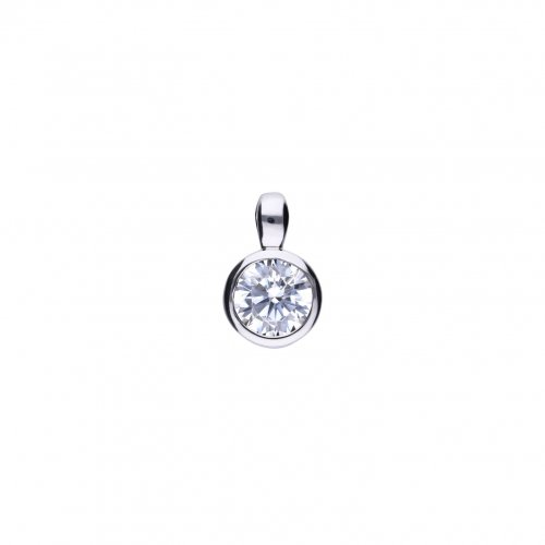 DiamonFire Silver Zirconia 0.50ct Solitaire Bezel Set Necklet