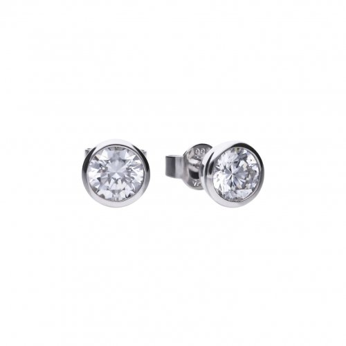 DiamonFire Silver Zirconia 3.00ct Solitaire Rub Set Earrings