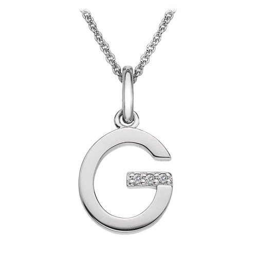 Hot Diamonds Sterling Silver Diamond set Initial G Pendant on 16-18