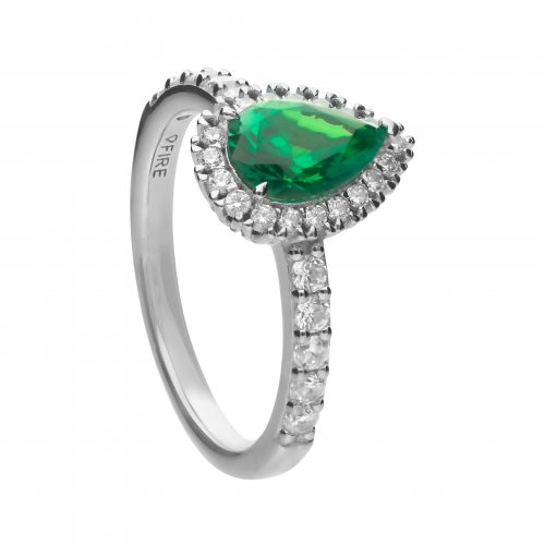 DiamonFire Silver Green Zirconia Pendeloque Ring