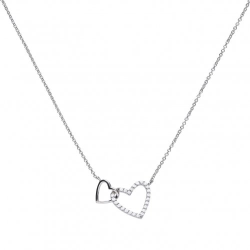 DiamonFire Silver Zirconia Entwined Hearts Pendant