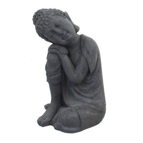 Solstice Sculptures Buddha Crouching 58cm in Charcoal Effect