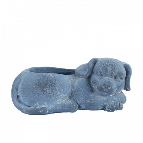 Solstice Sculptures Dog Planter 15cm in Blue Iron Effect