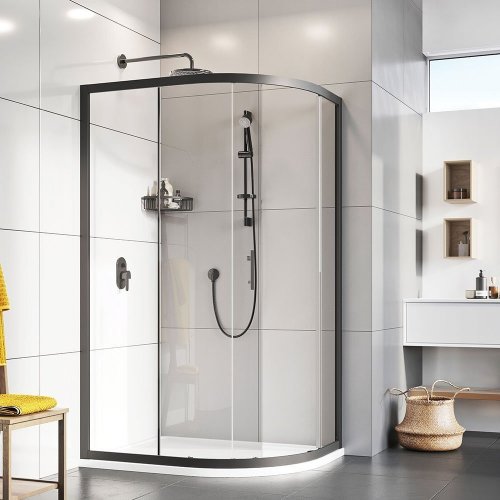 Roman Innov8 900 x 1200mm Matt Black Curved Quadrant