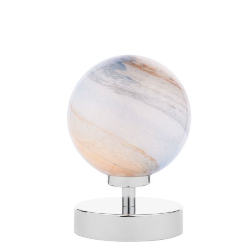 Dar Esben Touch Table Lamp Polished Chrome with Planet Glass