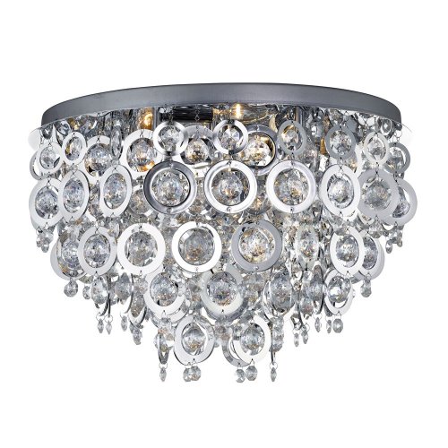 Searchlight Nova- 5 Light Ceiling Flush Chrome Clear Acrylic Balls Chrome Acrylic Rings