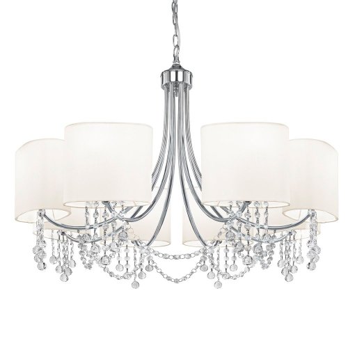 Searchlight Nina 8 Light Ceiling Chrome Clear Crystal White Shades