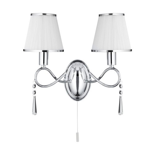 Searchlight Simplicity-2 Light W/Bracket Chrome & Clear Glass White String Shades