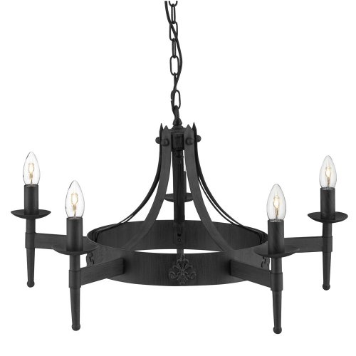 Searchlight Cartwheel Ii 5 Light Ceiling Wrought Iron Black