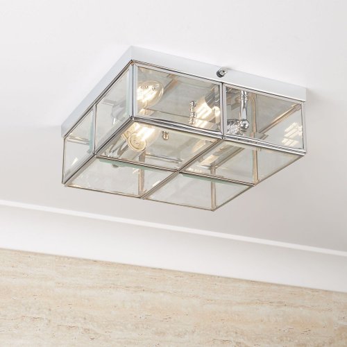 Searchlight Pisa Flush-2 Light Flush Box Chrome with Clear Bevelled Glass Panels