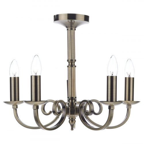 Dar Murray 5 Light Dual Mount Pendant Antique Brass