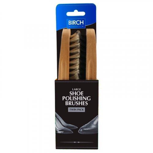 Birch Shoe Polishing Brushes Twin Pack - Large