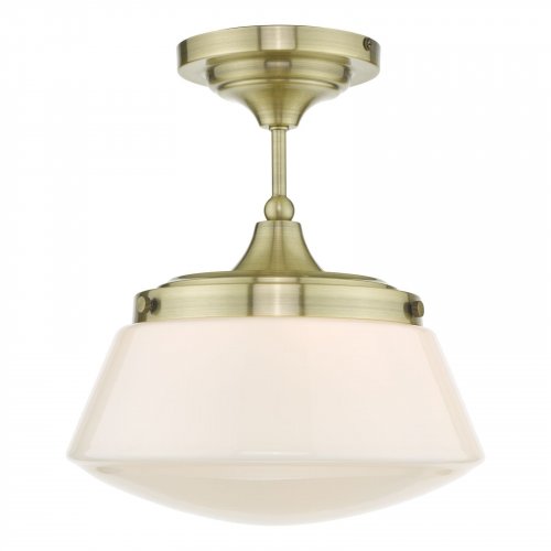 Caden Semi Flush Antique Brass Opal Glass IP44