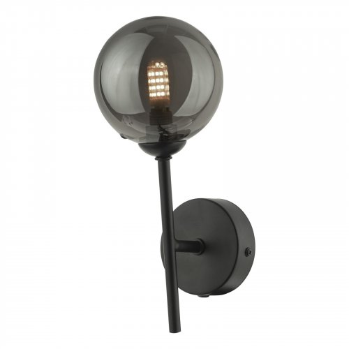 Cohen 1 Light Wall Light Matt Black With Smoked Glass