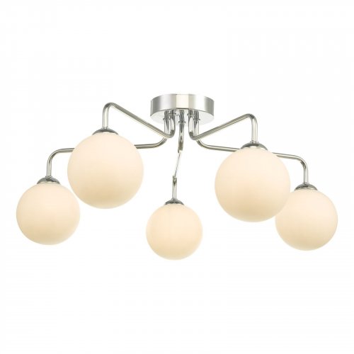Feya 5 Light Semi Flush Ceiling Light Polished Chrome Opal Glass