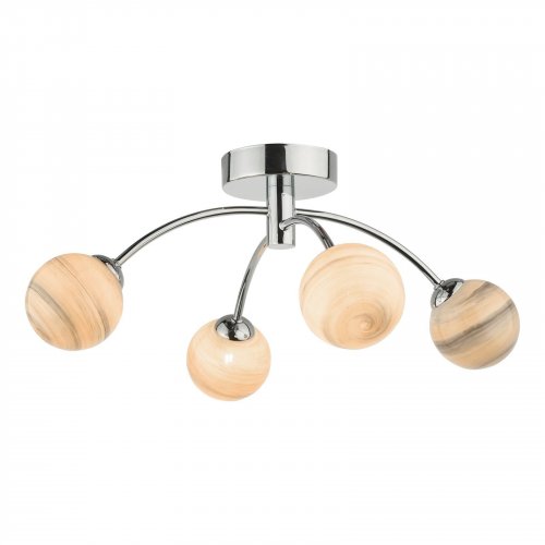 Izzy 4 Light Semi Flush Polished Chrome Swirl Glass