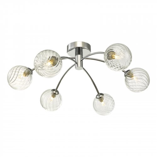 Izzy 6 Light Semi Flush Polished Chrome Twisted Glass