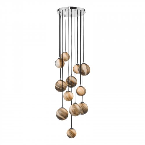 Mikara 12 Light Cluster Pendant Polished Chrome Glass 1.5M