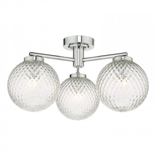 Wayne 3 Light Semi Flush Polished Chrome Glass IP44