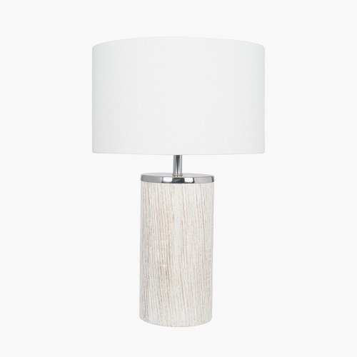 Pacific Lifestyle Haley White Wash Wood Column Table Lamp