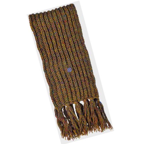 Pure wool - hand knit - heather mix scarf - gold