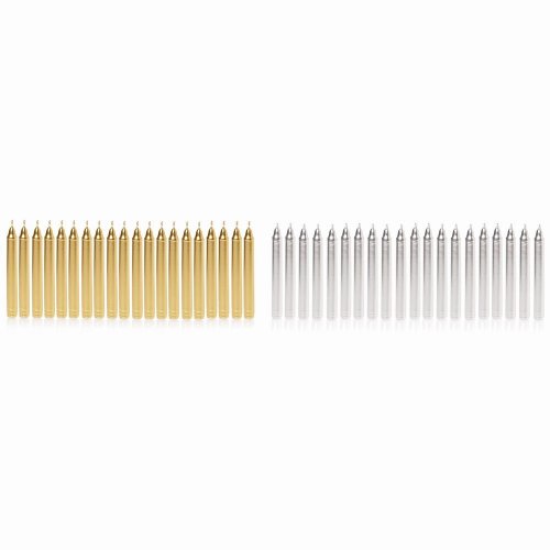 Premier Decorations Mini Candles 10cm (Pack of 20) - Assorted Gold/Silver