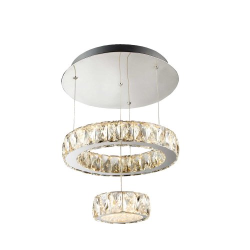 Searchlight Clover Led 2 Tier Ceiling Flush, Chrome, Clear Glass