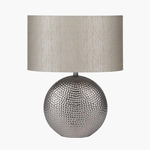 Pacific Lifestyle Mabel Dot Textured Ceramic Table Lamp - Silver