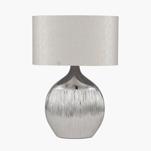 Pacific Lifestyle Gemini Etched Ceramic Table Lamp - Silver