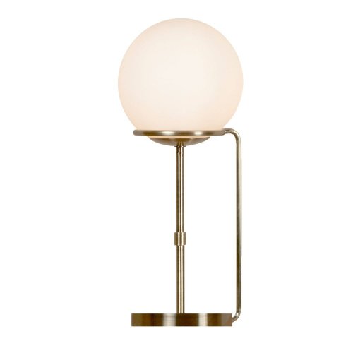 Searchlight Sphere Table Lamp, Antique Brass, Opal White Glass Shades