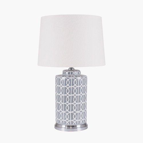 Pacific Lifestyle Aris Tall Grey and White Geo Pattern Table Lamp