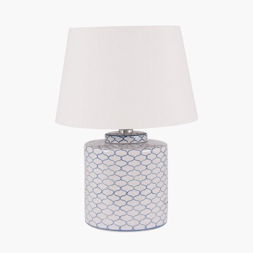 Pacific Lifestyle Demetri Grey and Blue Detail Ceramic Table Lamp