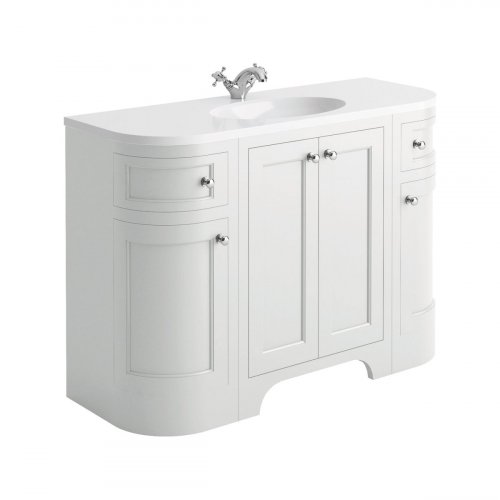 Harrogate Brunswick Arctic White 1200mm Curved Vanity Unit with Basin