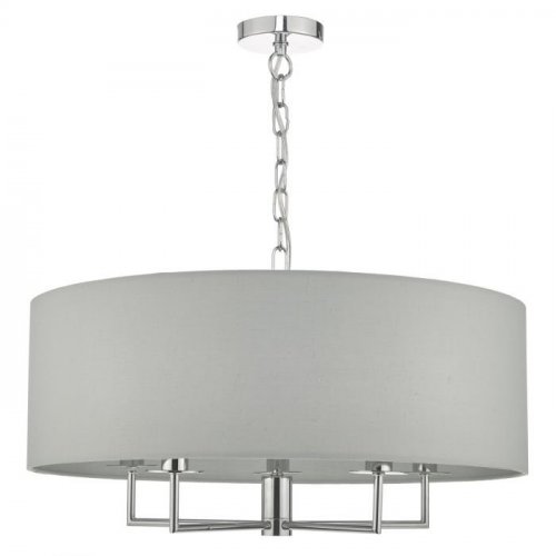 Dar Jamelia 5 Light Pendant Polished Chrome & Grey