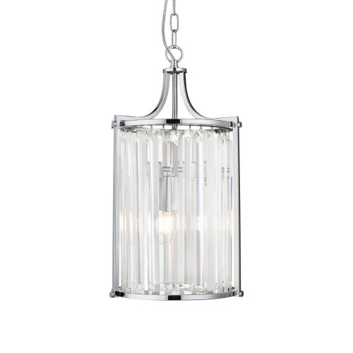 Searchlight Victoria 2 Light Pendant, Chrome With Crystal Glass