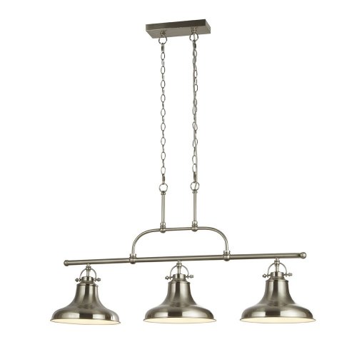 Searchlight Dallas 3Lt Industrial Bar Pendant, Satin Silver