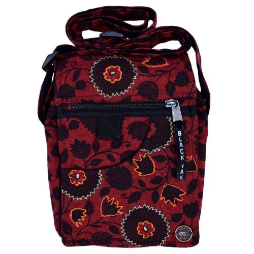 Small Print & Embroidered Bag - Russet/White